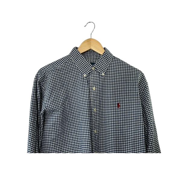 Ralph Lauren Blue Check Classic Fit Long Sleeve Button Down Shirt Men's Large - Picture 2 of 7